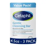 CETAPHIL Gentle Cleansing Bar, 4.5 oz Bar (Pack of 3), Ounce 3)