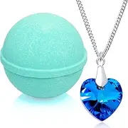 Tranquil Serenity Bath Bomb with Necklace Created with Swarovski Crystal Extra Large 10 oz. Made in USA
