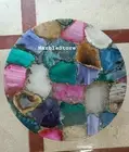 15" Mix agate Coffee Table / Agate Stones Side Table Top Handmade Home Decor