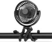 Portable Stroller Fan,3-speed Airflow, Mini Handheld Fan with Flexible (Black)
