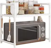 Adjustable Microwave Stand - Kitchen Shelves Counter Top Organizer,Adjustable Heavy Duty Utility Storage Shelf with Hooks for Kitchen