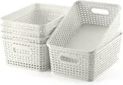 Plastic Storage Baskets Set of 6 Sturdy Pantry Organizers and Storage Bins Stora
