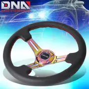 NRG RST-018R-MCRS 35CM 3"DEEP NEO CHROME SPOKE LEATHER RED STITCH STEERING WHEEL