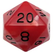[Metallic Dice Games] MDG 35mm Mega Acrylic d20 Red & White Dice w/ Black Numbers