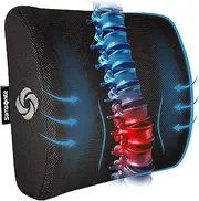 Samsonite SA5243 - Ergonomic Lumbar Support Pillow - Helps Relieve Lower Back Pain - 100% Pure Memory Foam - Improves Posture - Fits Most Seats - Breathable Mesh - Washable Cover - Adjustable Strap