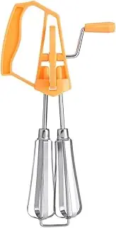 Egg Beater, Hand Egg Mixer Stainless Steel Hand Whip Whisk Egg Beater Mixer Egg Bbeater Hand Crank Cooking Tool Kitchen(orange )
