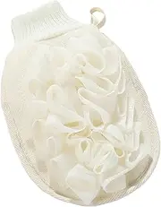 WRITWAA Double Sided Exfoliating Bath Gloves Gentle Skin Scrubbing Mitt for Back Cleansing and Exfoliation for Bathing and Massaging Made with Soft Flax Material