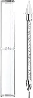TERBOUSHE Wax Pencil for Rhinestones, Acrylic Handle Double-Headed Dotting Pen Jewel Rhinestone Picker Tool with Storage Case (White)