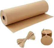 Wrapping Paper Roll - 30 cm x 30 m Kraft Paper with 20 Kraft Paper Labels and 30 m Jute String, Packaging Paper for Gift Wrapping, Crafts, DIY Production, Decoration