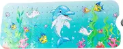 Bath Mat for Tub for Kids Cartoon Non Slip Baby Bathtub Mat Extra Long Anti Slip Bathroom Toddler Shower Floor Mat with Suction Cups Drain Holes (Dolphin 40 * 16in)