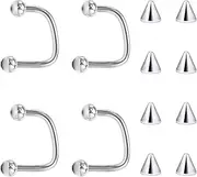 [Lcolyoli] 16G Labret Jewelry Surgical Steel Lip Rings Hoops C-Shaped Snake Bite Piercing Jewelry Medusa Piercing Jewelry for Women Men
