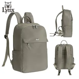 【Lynx】美國山貓防潑水尼龍布包 中型電腦後背包 多隔層機能收納/筆電保護袋(藍/灰/黑)