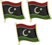 [Panda Loco] 3 X Libya National Country Flag Lapel Metal Enamel Pin Badge, One Size, Metal