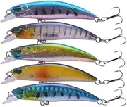 LLEIIshen 5Pcs/lot 65mm 3.8g Fishing Lure Kit Minnow Floating Lure Isca Crankbait Bait Pesca Jig Fishing Hook Set with Fishing Tackle/1809