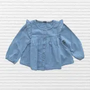 New Gap Baby Girls Chambray Top Blue Long Sleeve Sizes 3-6M 12-18M or 18-24M