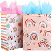 Gift Bags Large for Girls, Birthday Gift Bag Bulk Set Included 2 Pack Paper G...