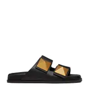 Roman Stud double-strap slide sandals 36,37,38.5,36.5,35.5 black