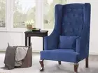 Janet Chesterfield High Back Wing Chair In Premium Fabric Handmade Comfortable