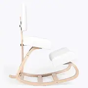 Sleekform East Austin Ergonomic Kneeling Chair with Back Support - Boucle and Wood Ergo Stool for Desk - Best Ergonomic Kneeling Office Chair for Posture and Leg Circulation