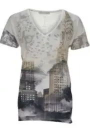 Oui Cityscape Short Sleeve T-Shirt Size 36 rrp £85 DH9 UU 09