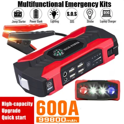 12V 99800mAh Car Jump Starter Booster Auto Jumper Box Power Bank Battery Charger