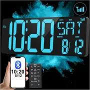 XREXS 17.2" Large Digital Wall Clock Bluetooth Sync Time, Precise Large, Blue