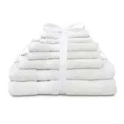 7pc Algodon St Regis Collection Bath/Hand Towel Set w/ Face Washer Cotton White
