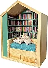 Stress Bookshelf Toys - Bookshelf with Small Books - Wooden Book Decoration Set - Bookcase, Mini - Books - Decoration in Small Miniature Box - Pic