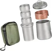 Folpus Titanium Tea Set Tea Maker Portable Multifunction with Storage Bag Tableware with Teacups Travel Teapot for Fishing Traveling