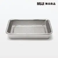 在飛比找momo購物網優惠-【MUJI 無印良品】不鏽鋼托盤/大+不鏽鋼網狀瀝水盤/大