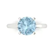 2.5Ct Round Cut Natural Swiss Blue Topaz Gold Solitaire Engagement Promise Ring