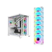 White PC case, 7Pack PWM RGB Computer Fans pre-Installed, Gaming Desktop pc H...