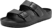 [Foinledr] Comfortable Sandals Women with Adjustable Buckle, Non-Slip Summer Slippers, Men, Soft Unisex Mules, Casual EVA Slippers, Flat Clog Slippers, Orthopaedic