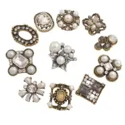 Vintage Pearl Imitation Buttons Flat Back Rhinestone Applique Decorative Button