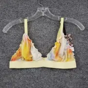 NEW Diane Von Furstenberg Bikini Top Women M Medium Yellow Unlined Mesh Bralette