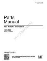 Caterpillar Cat 826 Landfill Compactor Parts Catalog Manual M0160993
