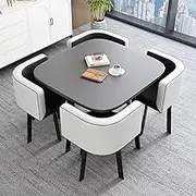 Reception Negotiation Table Set with 4 Chairs - Office Reception Table and Chair Set for Small Conference Room, Coffee Kitchen Dining Table Set for Office Club Room(Square10)