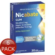 6 x Nicabate Ex /Frsh Gum 2Mg 30Pk
