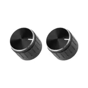 Potentiometer Control Knob Knurled Shaft Hole Volume 6mm/ Black Metal 2Pcs