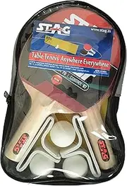 Stag Anywhere Everywhere Table Tennis Playset, 2 Racquets & 3 Balls (White)
