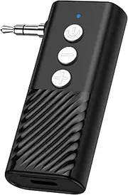 QOIMAX Bluetooth 5.3 Transmitter Receiver, 2 in 1 Wireless Audio Adapter with 3.5mm Aux, Black, Supports Hands-Free Calls, Noise Cancellation