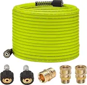 Hysagtek Pressure Washer Hose- Kink Resistant 50FT x 1/4" - Universal Replacement with Quick Connect Kits & M22 14mm Fittings - 3200PSI