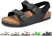 [Torotto] Sandals Girls Boys with Cork Sandals Children's Slippers Straps Adjustable Buckle Non-Slip with Velcro Fastening Sandals for Indoor and Outdoor Use