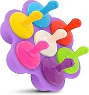 Silicone Popsicle Molds For Child,7-cavities DIY Ice Pop Mold with Colorful Sticks,ice cream molds,BPA Free Reusable Mini Popsicles Molds dishwasher safe (light purple)