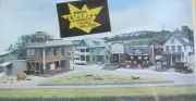 AHM 5851E HO Railroad Hotel, Aunt Millie's House, Speedy Repair, & Undertaker