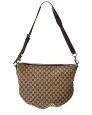 Gucci B Medium GG Canvas & Leather Shoulder Bag
