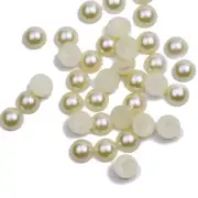 400 pcs Ivory Color Acrylic Half Pearl Flatback Round Bead 8mm Scrapbook Craft