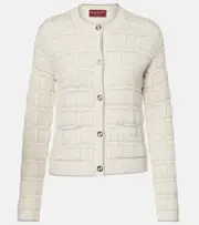 [Gucci] Gucci Checked lamé wool-blend jacquard blazer AU 12 white