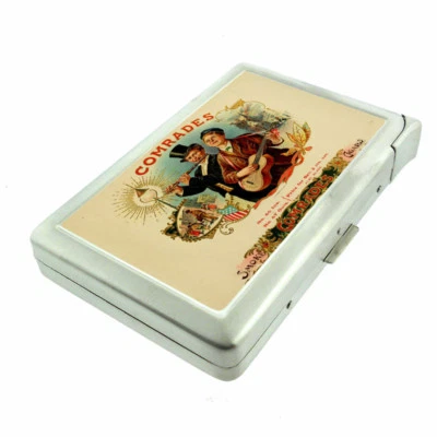 Vintage Cigar Box Poster D5 100's Size Cigarette Case with Built in Lighter