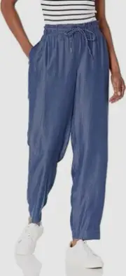 Anne Klein Women's Blue Pull on Paperbag D-String Slim Ankle Pants Size XS